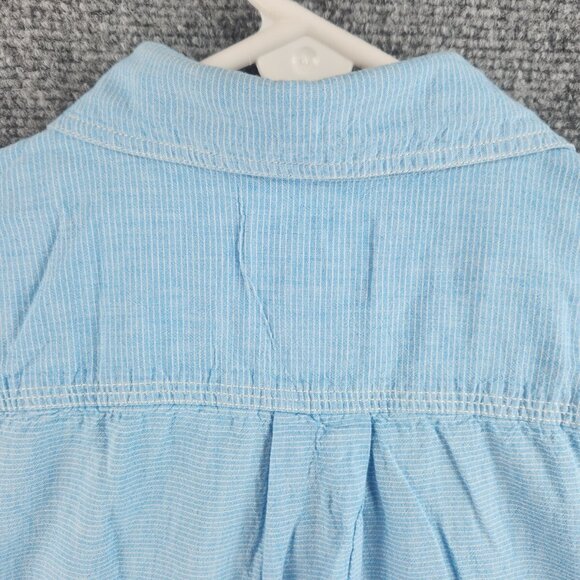 Quiksilver Button Up Shirt Men Short Sleeve Blue Striped Large Cotton Woven - Picture 14 of 15